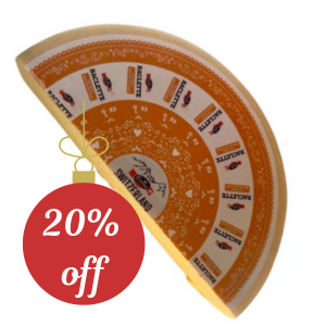 Emmi Raclette Cheese from Switzerland, half wheel, round, 5.5 lbs.