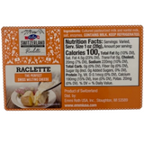 Emmi Raclette Cheese Nutrition Label