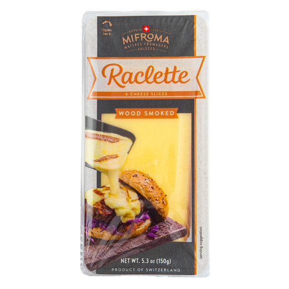 Sliced smoked raclette cheese from Mifroma