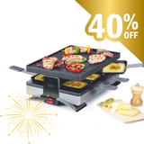 Stockli Raclette/Pizza grill for 6, reversible non-stick grill top