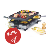 Stockli Raclette/Pizza grill for 6, reversible non-stick grill top