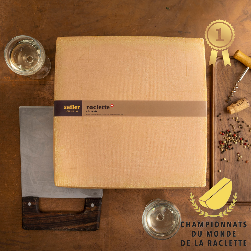 Swiss Raclette Cheese from Seiler, 7lbs., half square – RacletteCorner