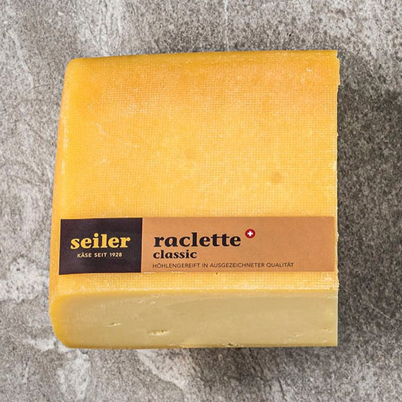 Swiss raclette cheese from Seiler, quarter