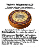 Vacherin Nutrition label