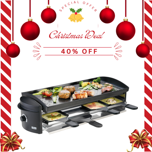 Stockli - 8 Pers Raclette Grill Cheeseboard V8, non-stick top