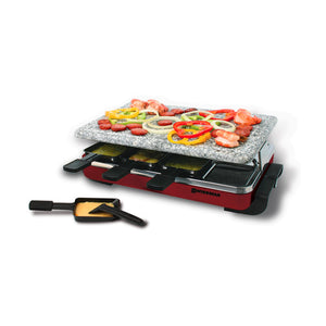 Swissmar - 8 Person Red Classic Raclette Grill with granite stone top
