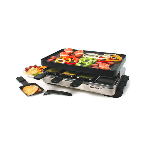 Swissmar - 8 Person Stelvio Raclette Grill with revers. non-stick top